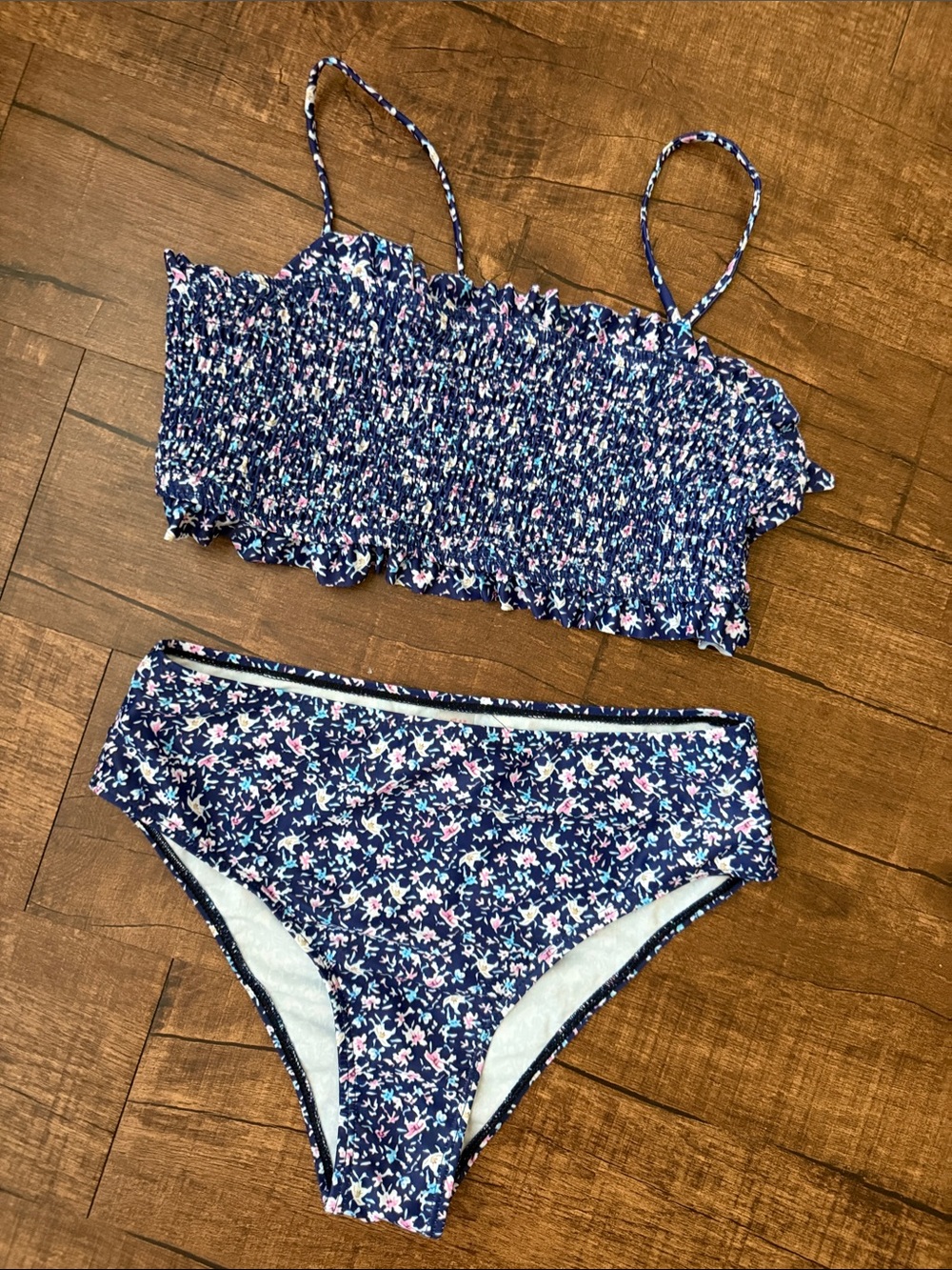 ROMWE 2pc blue floral bikini